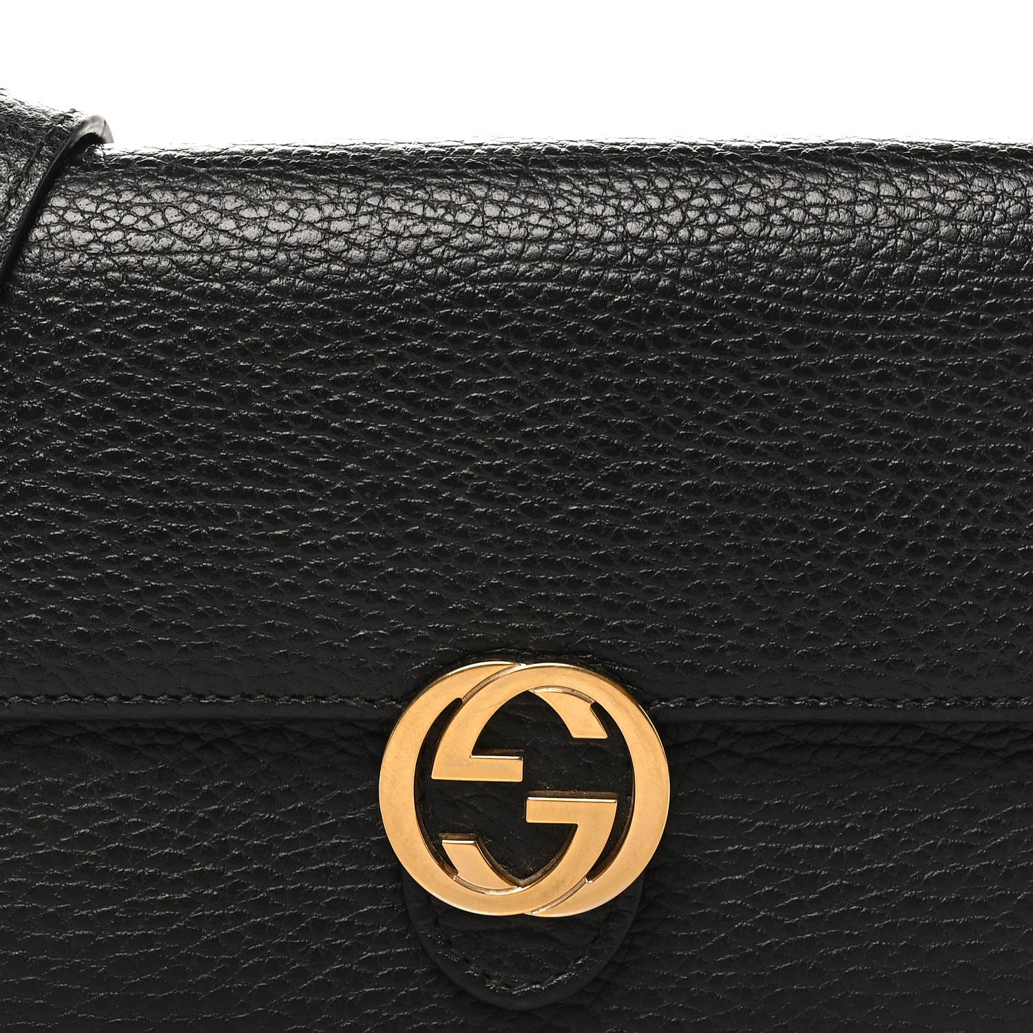 Gucci Dollar Calfskin Interlocking G Chain Wallet Black 7 of 9