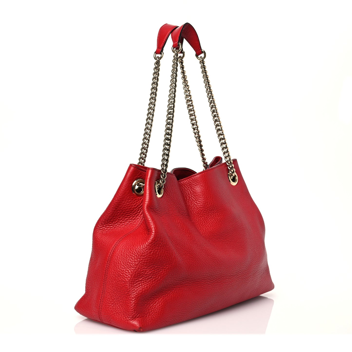 Pebbled Calfskin Medium Soho Chain Shoulder Bag Tabasco Red