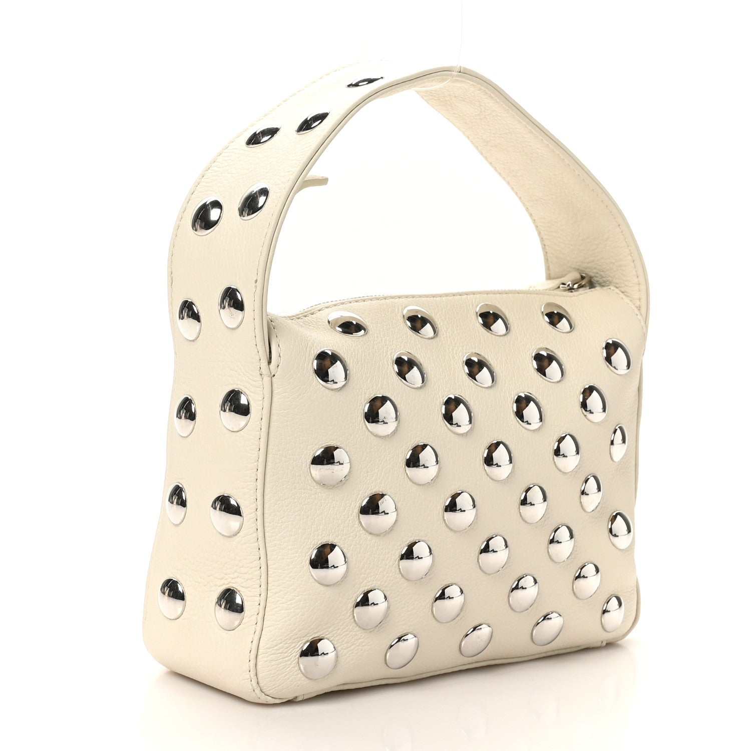 Khaite Pebbled Sport Calfskin Studded Small Elena White 3 of 9
