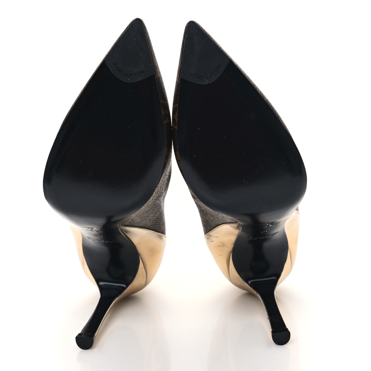 Louis Vuitton Monogram Cherie Pumps 39 Gold 5 of 10