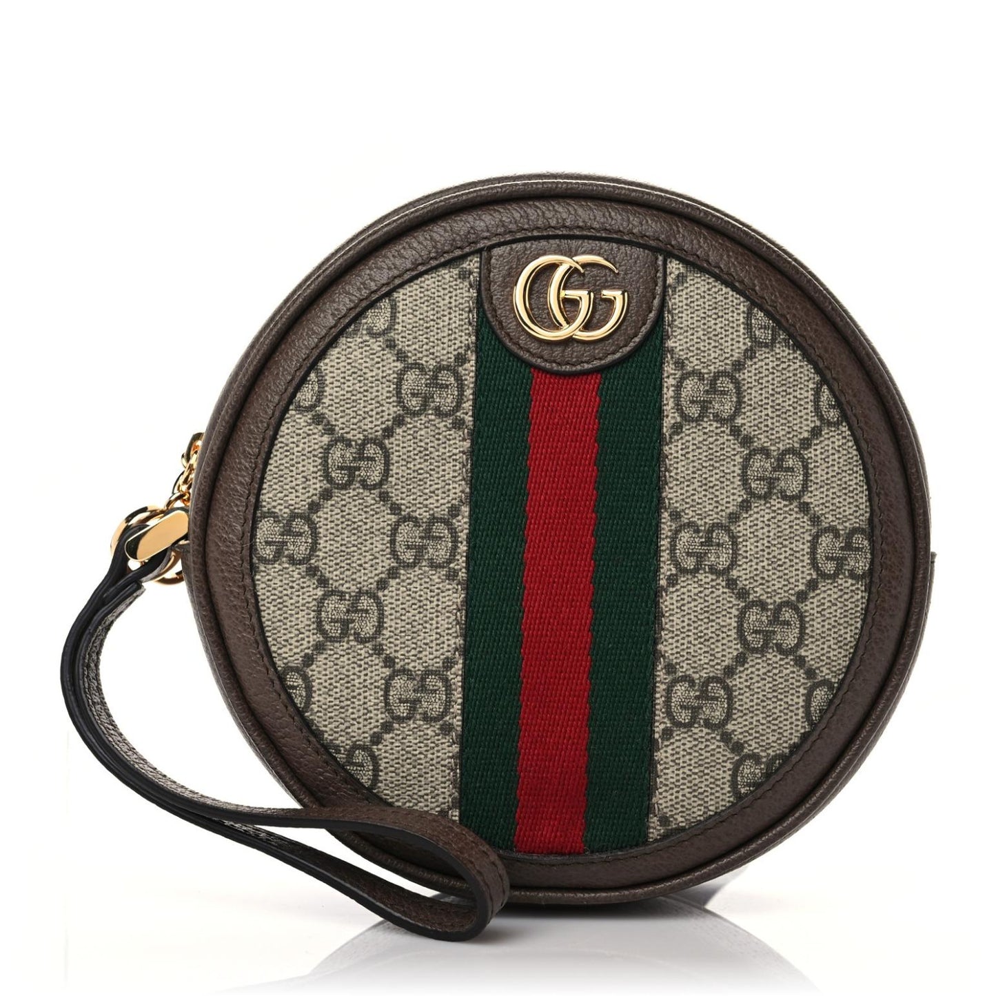 GG Supreme Monogram Web Ophidia Circle Wristlet Beige New Acero