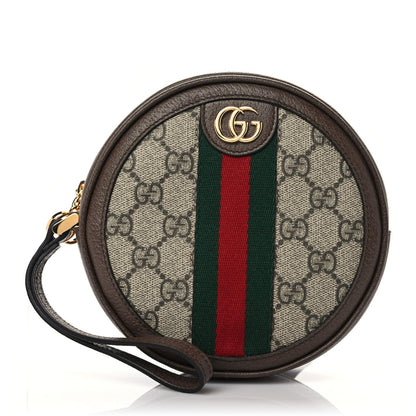 Gucci GG Supreme Monogram Web Ophidia Circle Wristlet Beige New Acero 1 of 9
