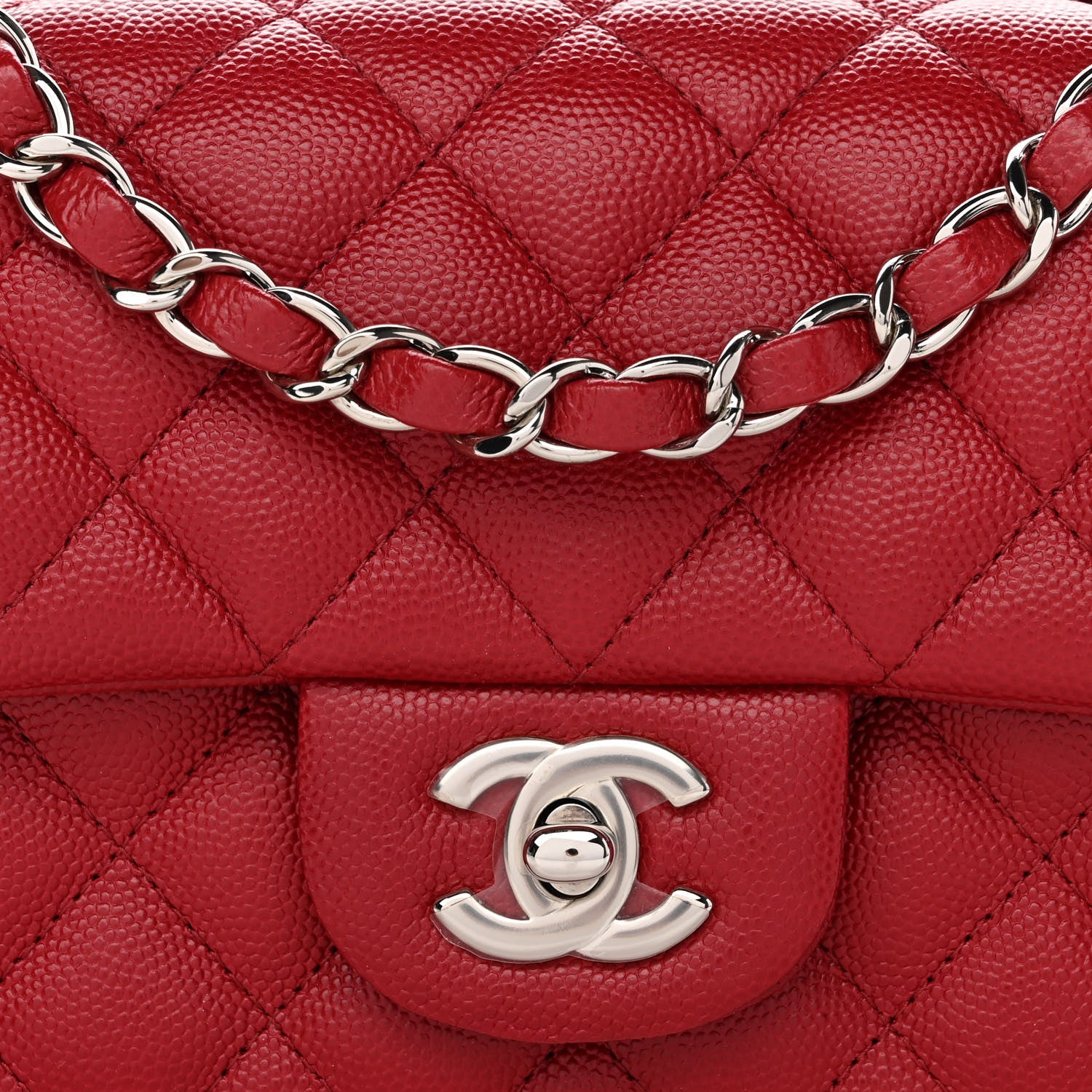 Chanel Caviar Quilted Mini Rectangular Flap Red 8 of 10