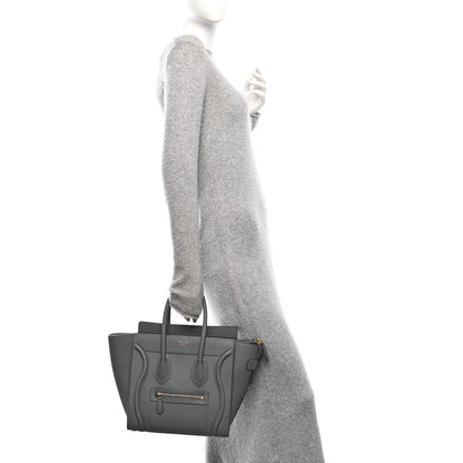 Celine Baby Drummed Calfskin Micro Luggage Kohl 2 of 11