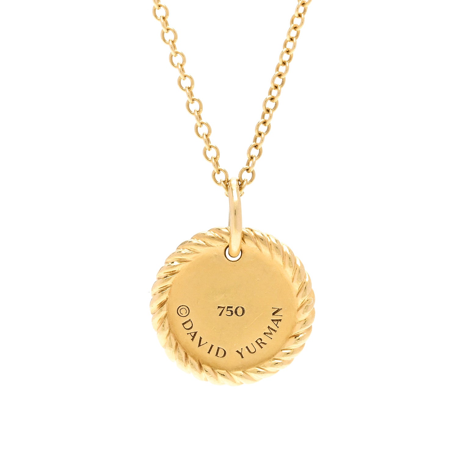 David Yurman 18K Yellow Gold Blue Sapphire Diamond Evil Eye Necklace 4 of 5