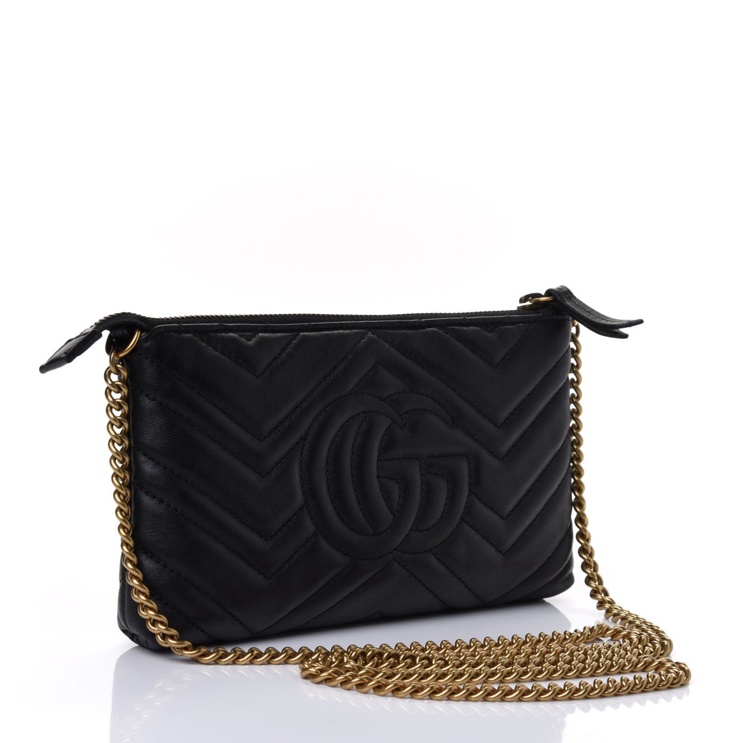 Calfskin Matelasse Mini GG Marmont Chain Bag Black