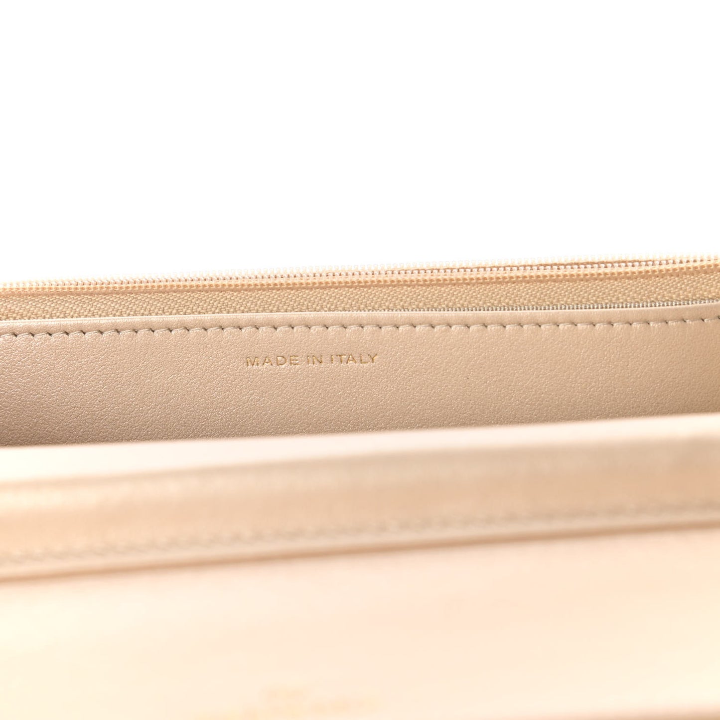 Metallic Lambskin Quilted Wallet On Chain WOC Gold