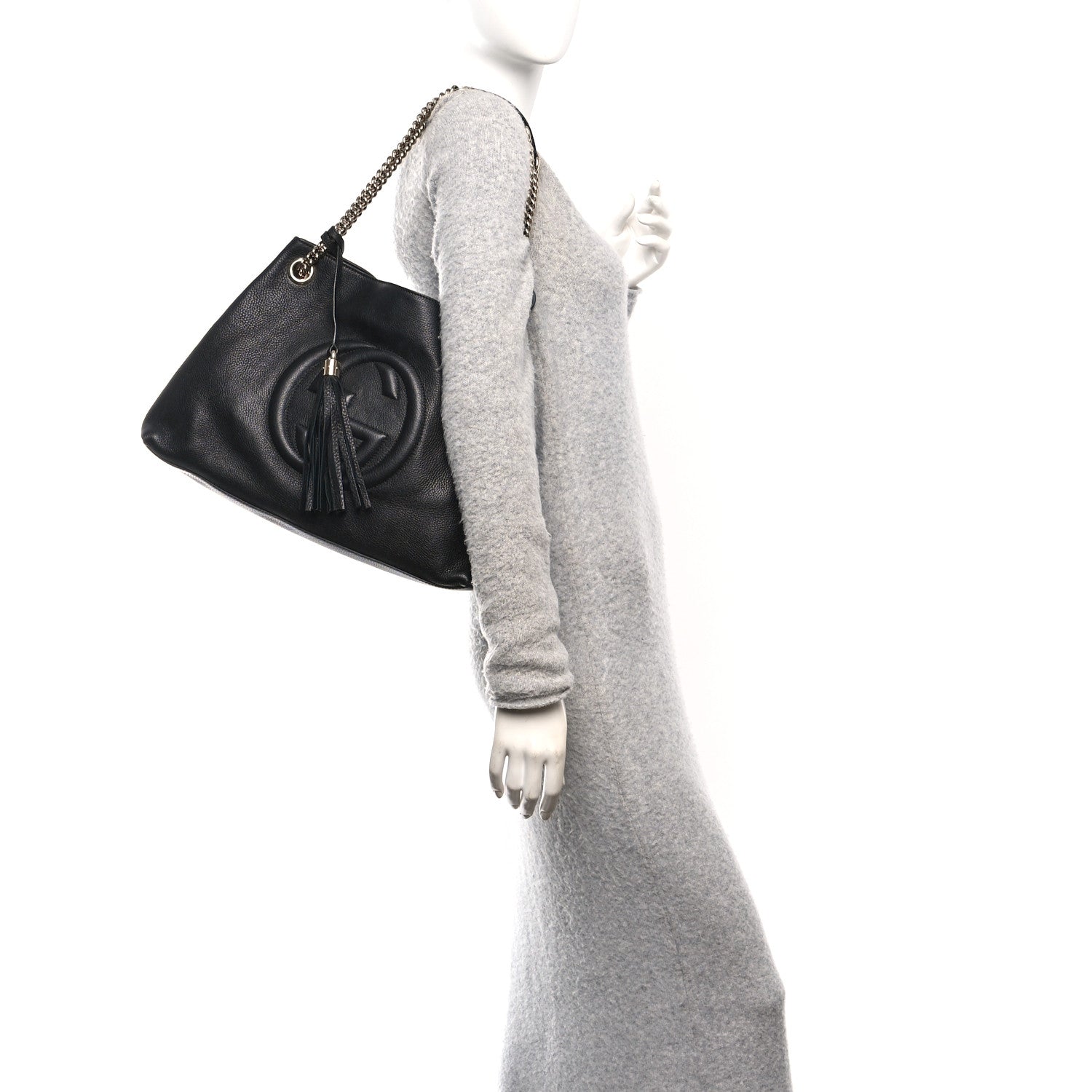 Gucci Pebbled Calfskin Medium Soho Chain Shoulder Bag Black 2 of 10