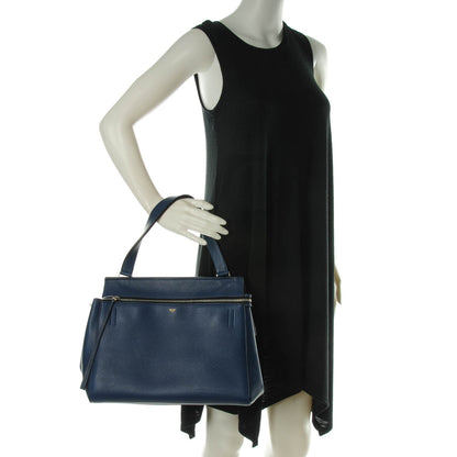 Celine Drummed Calfskin Medium Edge Shoulder Bag Ocean Blue 2 of 9