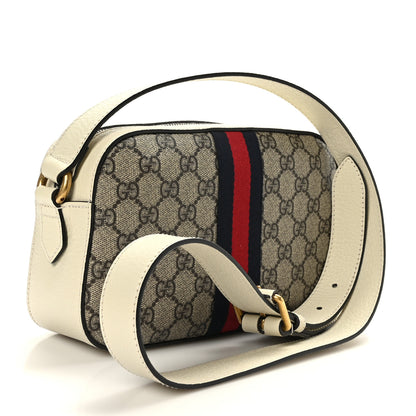 Gucci GG Supreme Monogram Textured Calfskin Web Small Ophidia Camera Bag Beige Ebony Mystic White 3 of 8