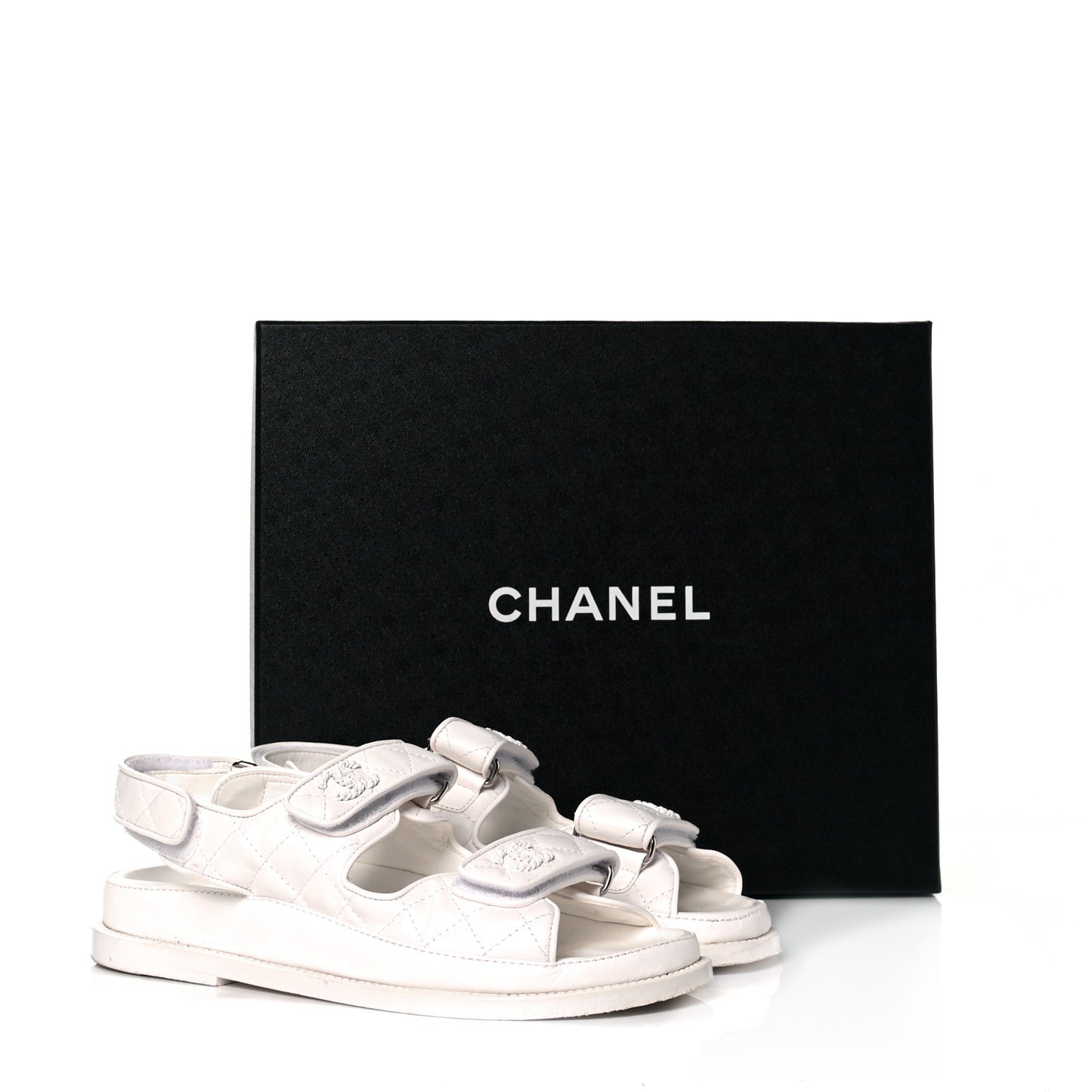 Lambskin Velcro Dad Sandals 36 White