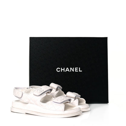 Chanel Lambskin Velcro Dad Sandals 36 White 10 of 10