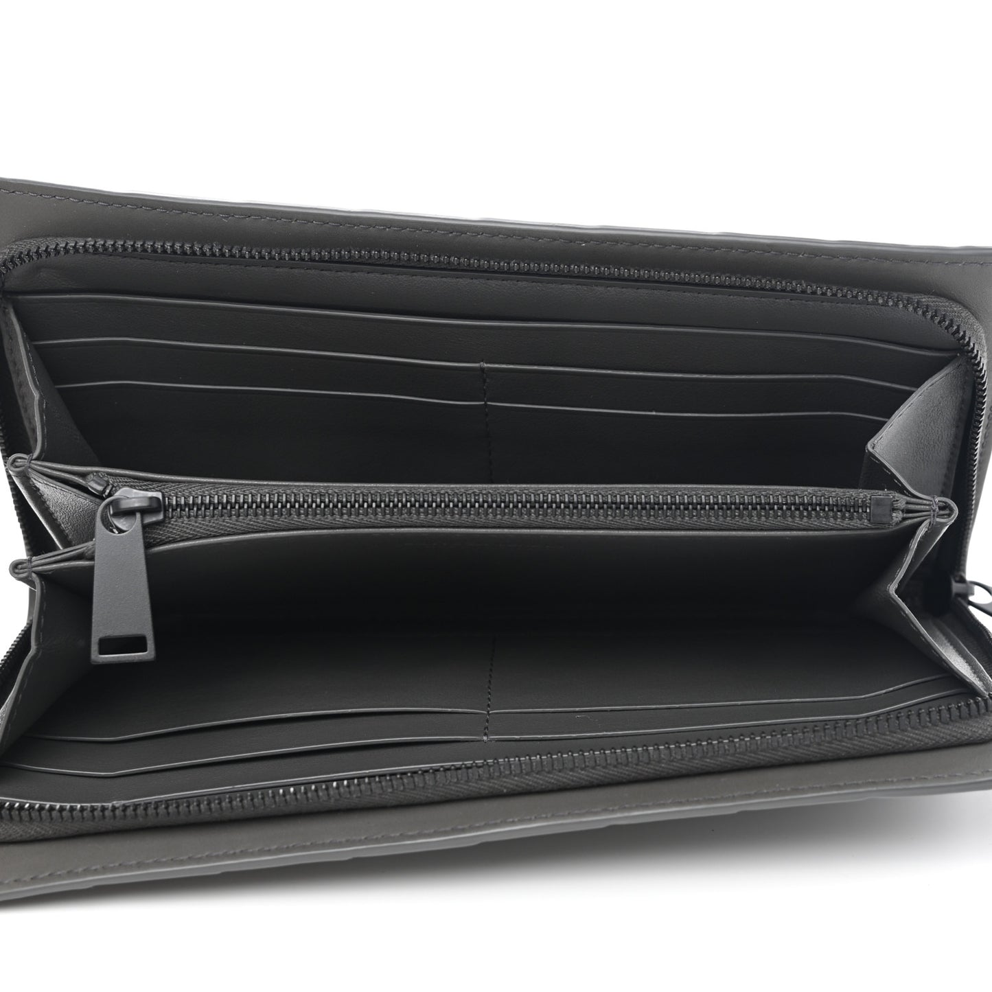 Nappa Intrecciato Zip Around Wallet Grey