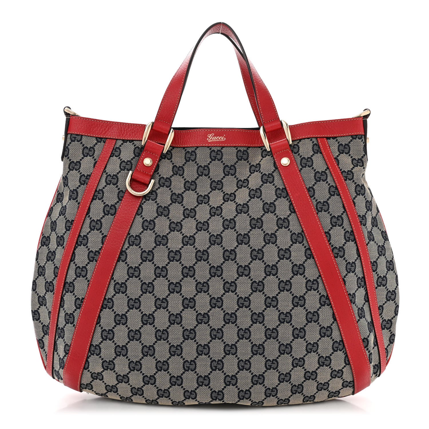 Gucci Monogram Medium Abbey Convertible Tote Navy Red 1 of 11