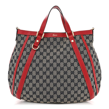 Gucci Monogram Medium Abbey Convertible Tote Navy Red 1 of 11