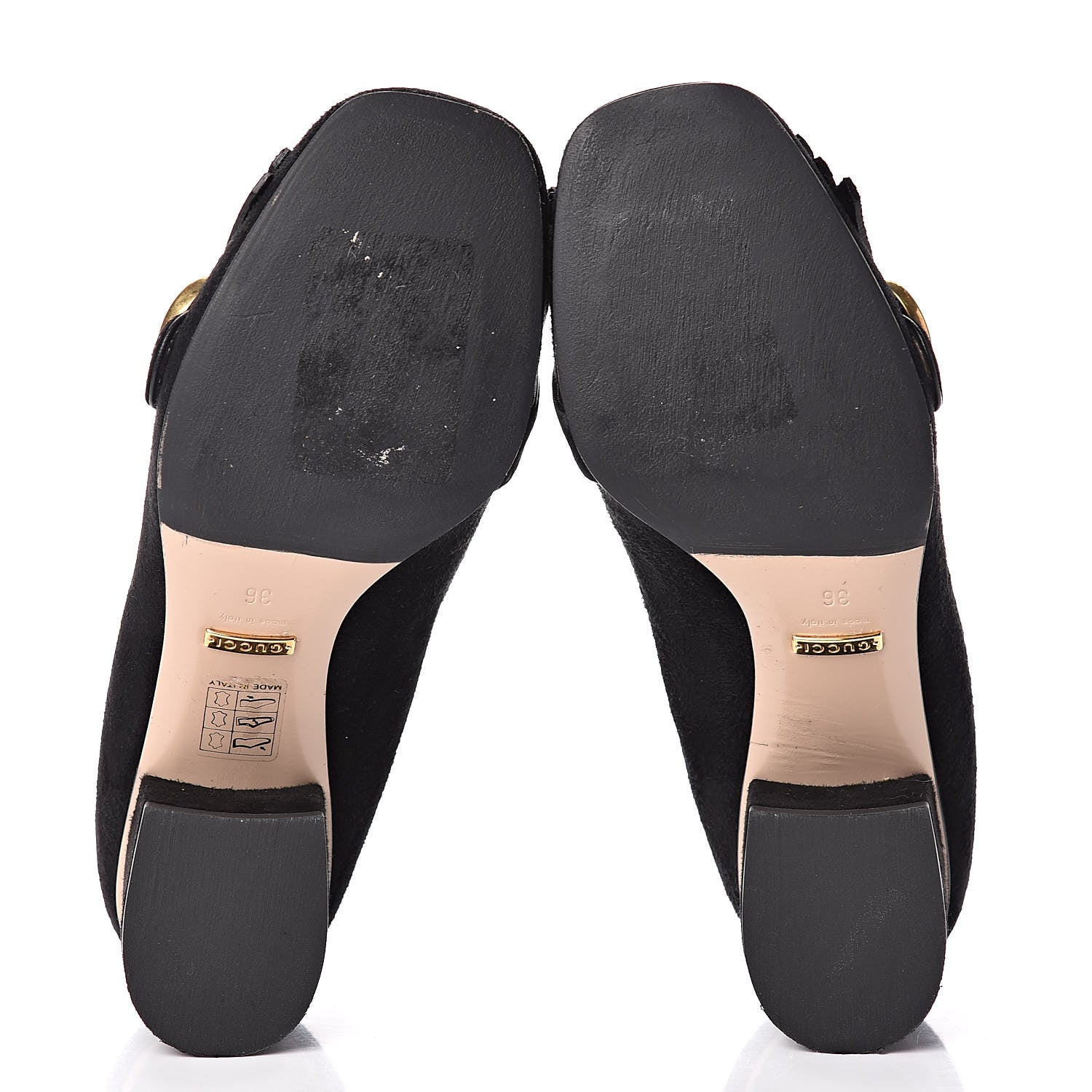 Gucci Kid Scamosciato GG Marmont Fringe 50mm Loafer Pumps 36 Black 7 of 11