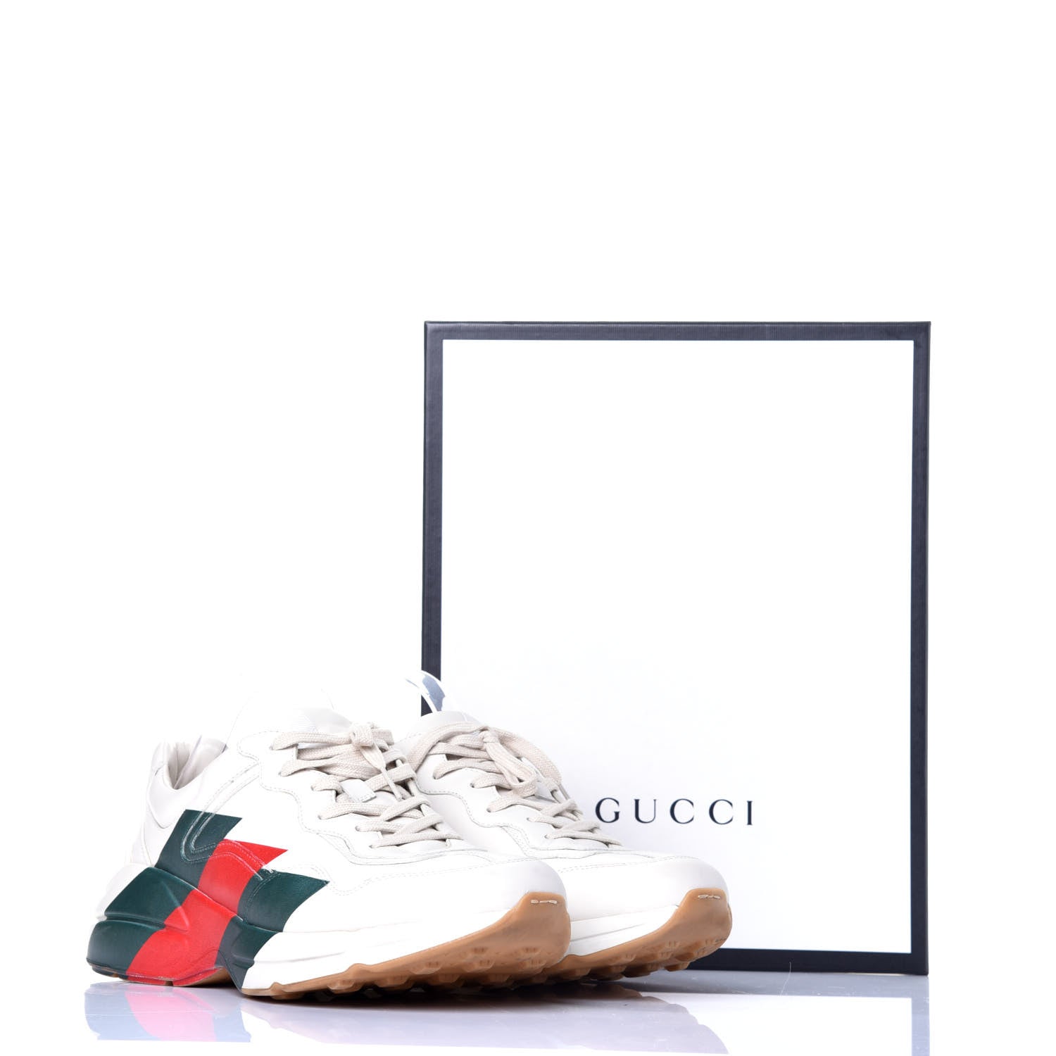 Gucci Calfskin Web Printed Mens Rhyton Sneakers 10.5 Mystic White 10 of 10