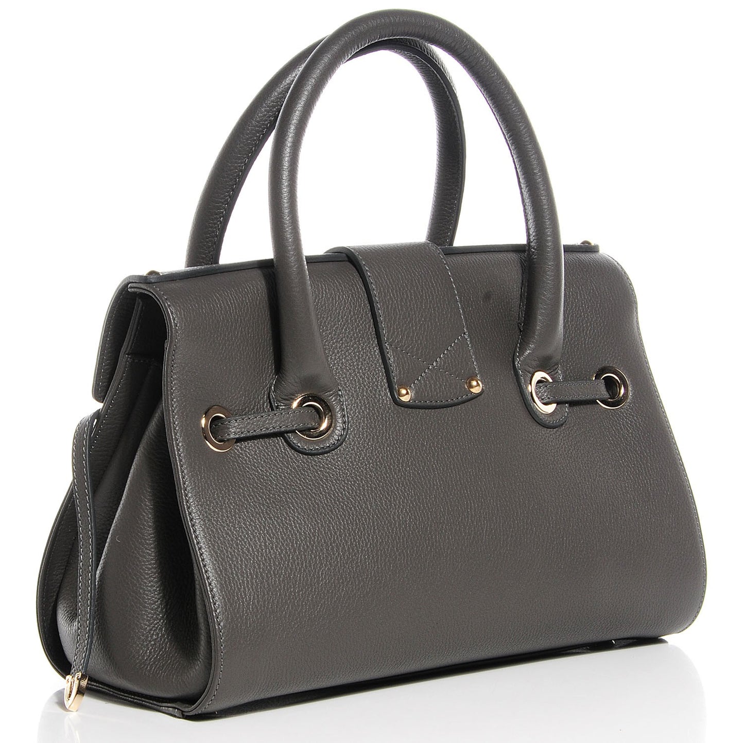 Grainy Calfskin Large Rosalie Satchel Grey