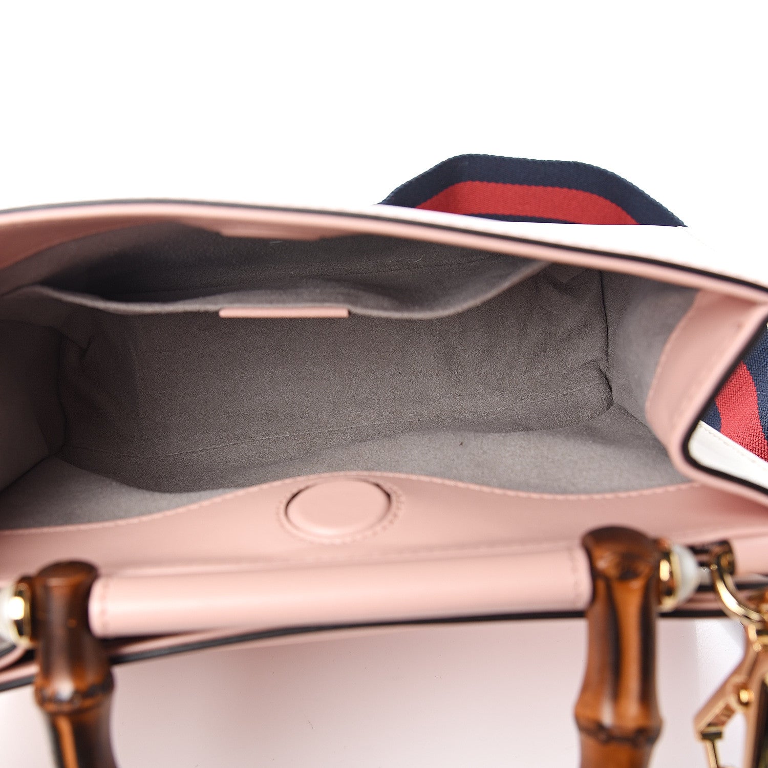 Gucci Nappa Bamboo Web Mini Nymphaea Top Handle Bag Perfect Pink Mystic White 5 of 11