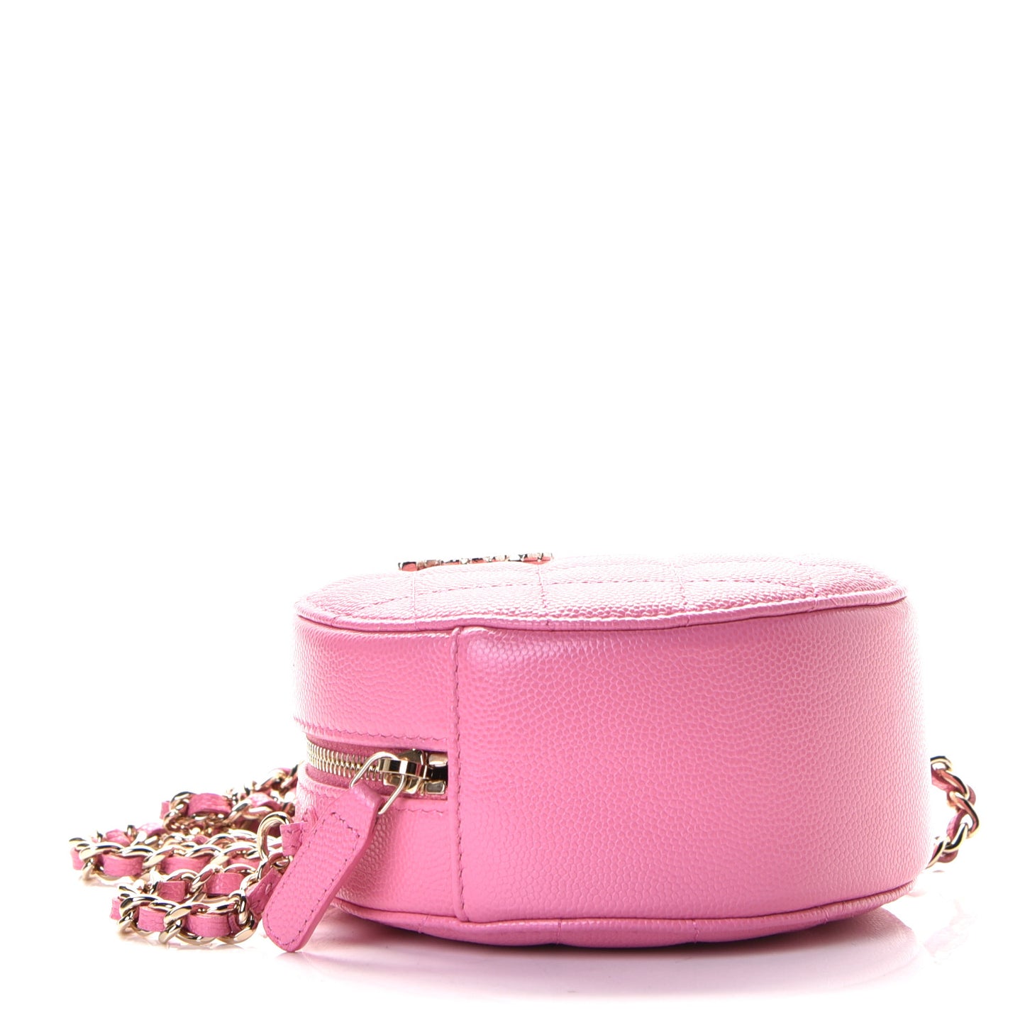 Caviar Quilted Gripoix CC Round Clutch With Chain Pink