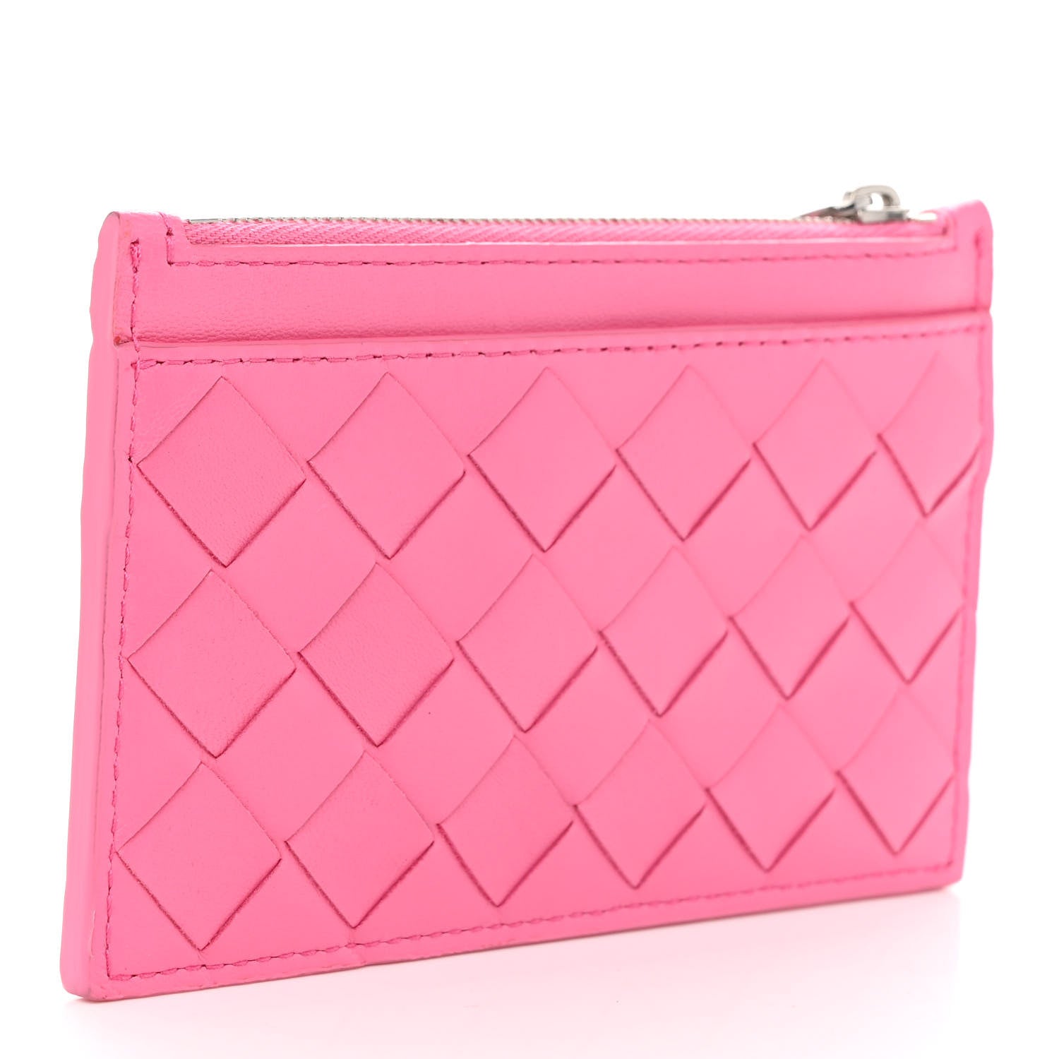 Bottega Veneta Nappa Intrecciato Zip Card Case Pink 3 of 6