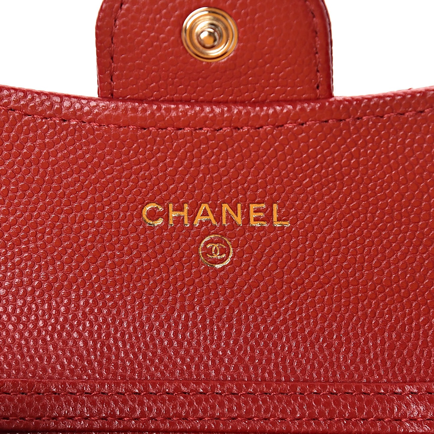 Caviar Quilted Flap Card Holder On Chain Red