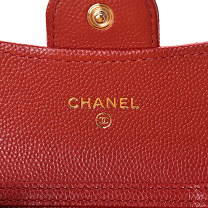 Chanel Caviar Quilted Flap Card Holder On Chain Red 6 of 8