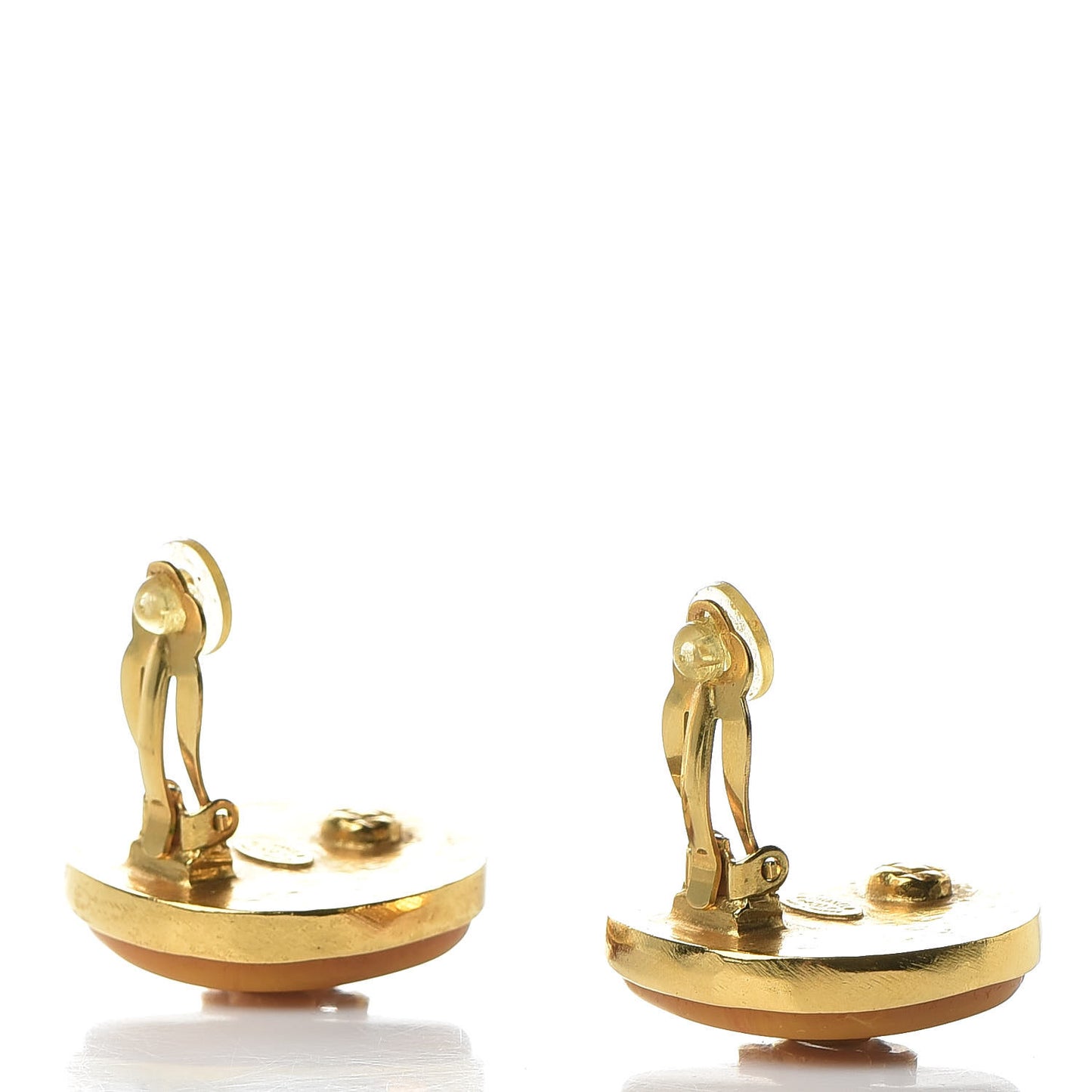 Resin CC Clip On Earrings Gold