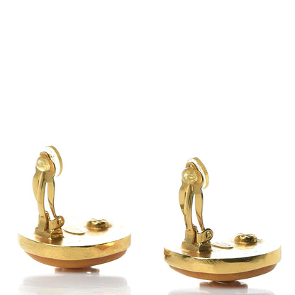 Chanel Resin CC Clip On Earrings Gold 3 of 4