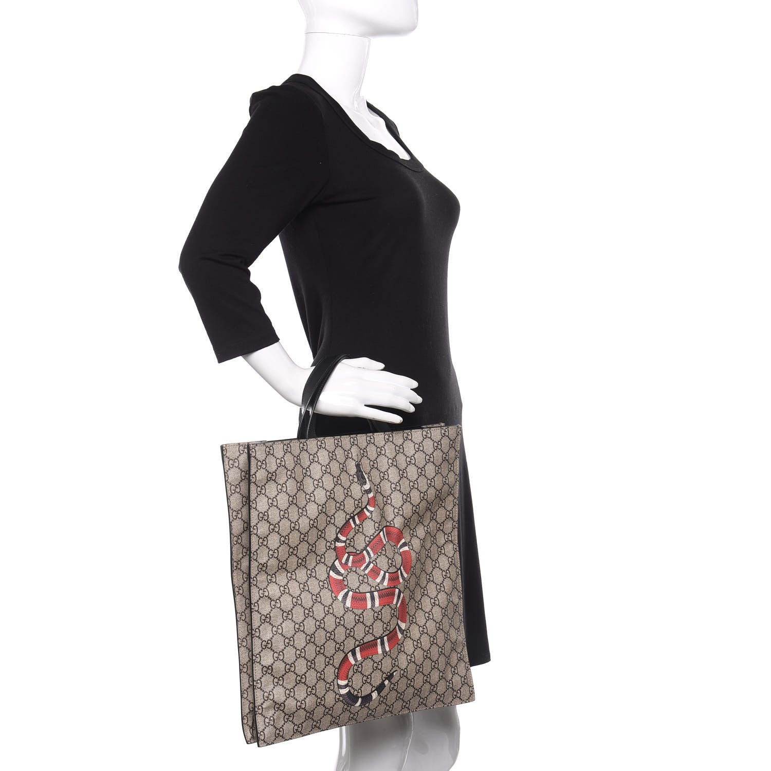 Gucci Soft GG Supreme Monogram Kingsnake Vertical Tote Black 2 of 11