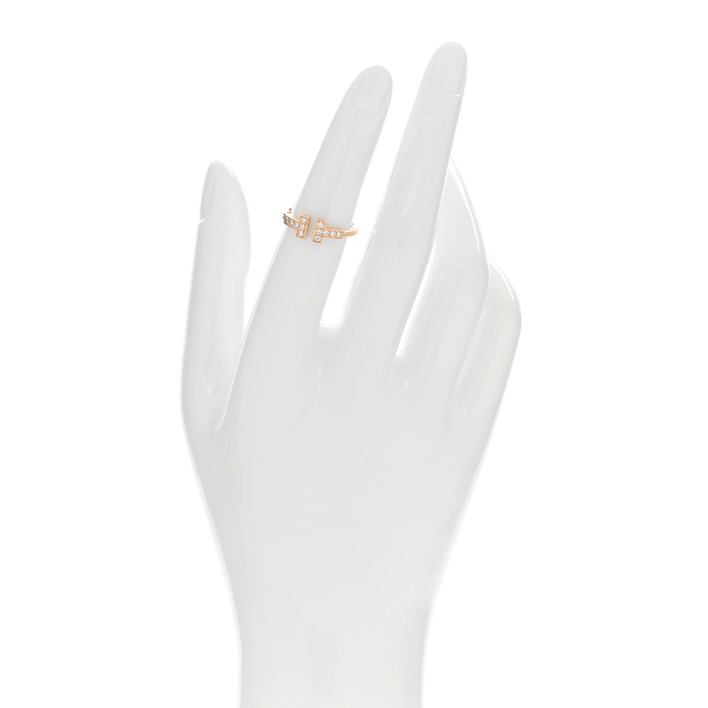 18K Rose Gold Diamond T Wire Ring 50 5.5