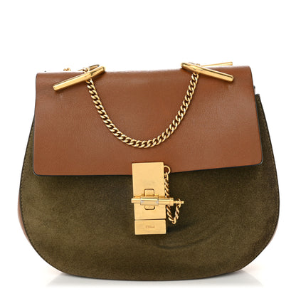 Chloe Suede Smooth Calfskin Drew Shoulder Bag Caramel 1 of 9