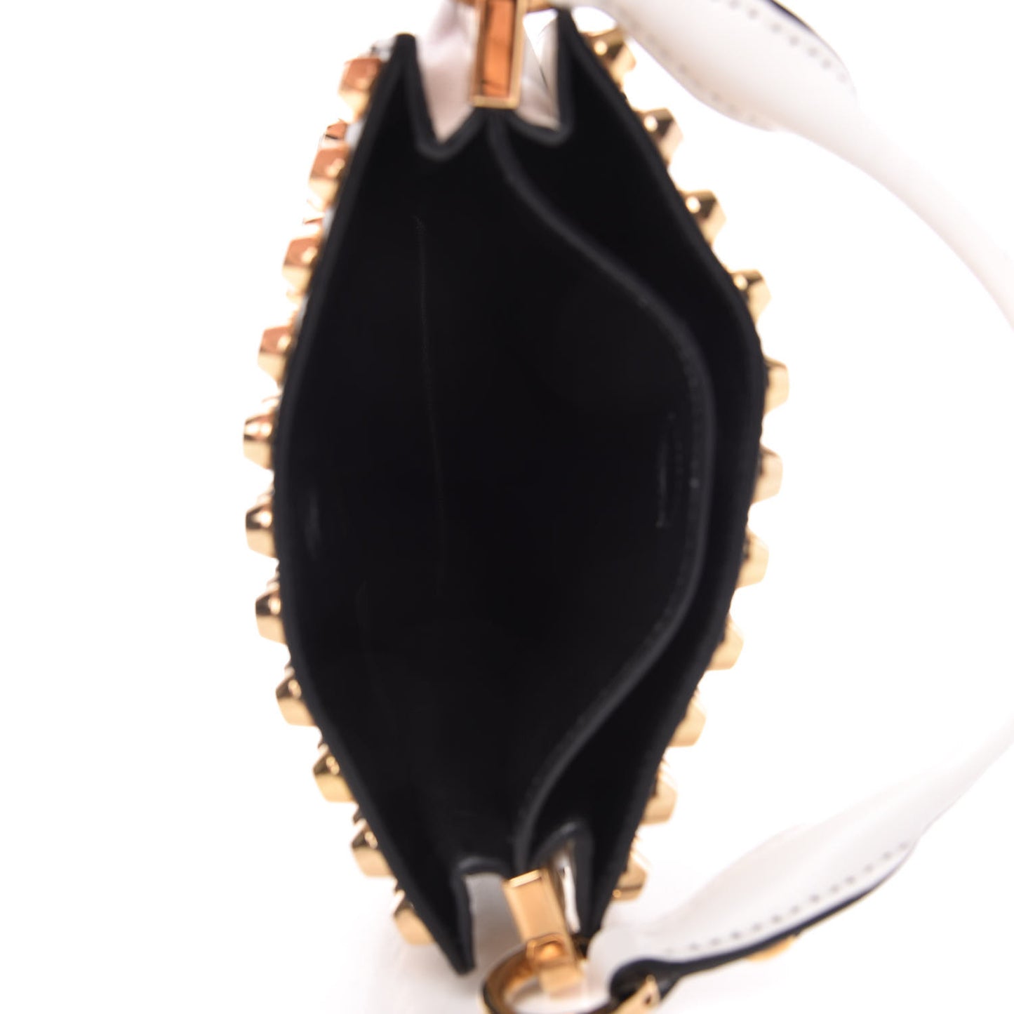 City Calfskin Lucer Studded Small Margit Bag Bianco Roccia