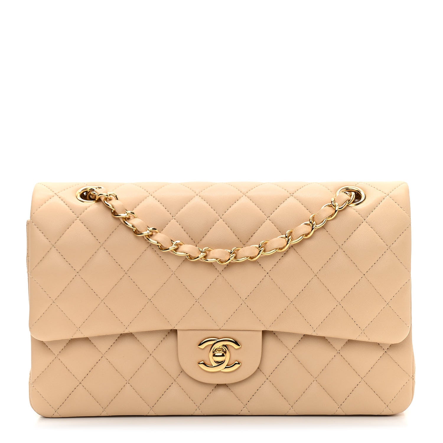 Chanel Lambskin Quilted Medium Double Flap Beige 1 of 11