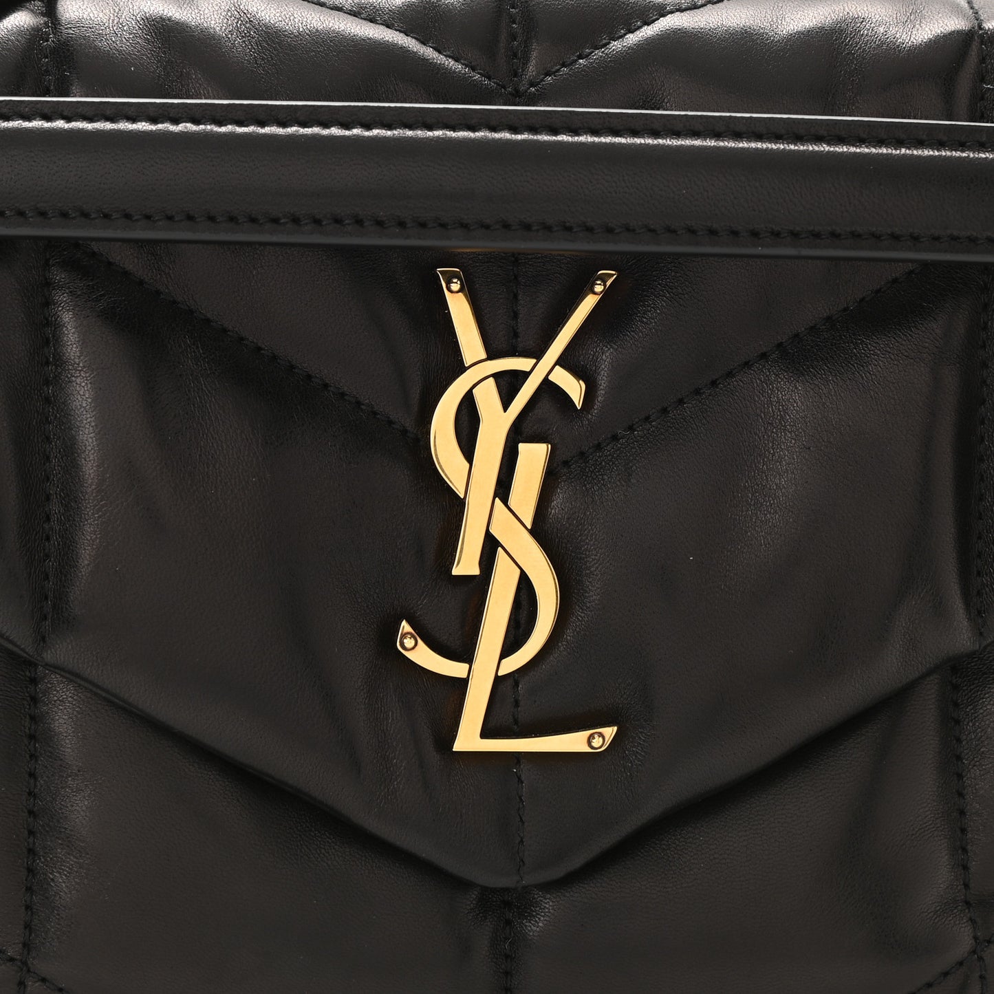 Lambskin Quilted Small Loulou Puffer Monogram Chain Satchel Black