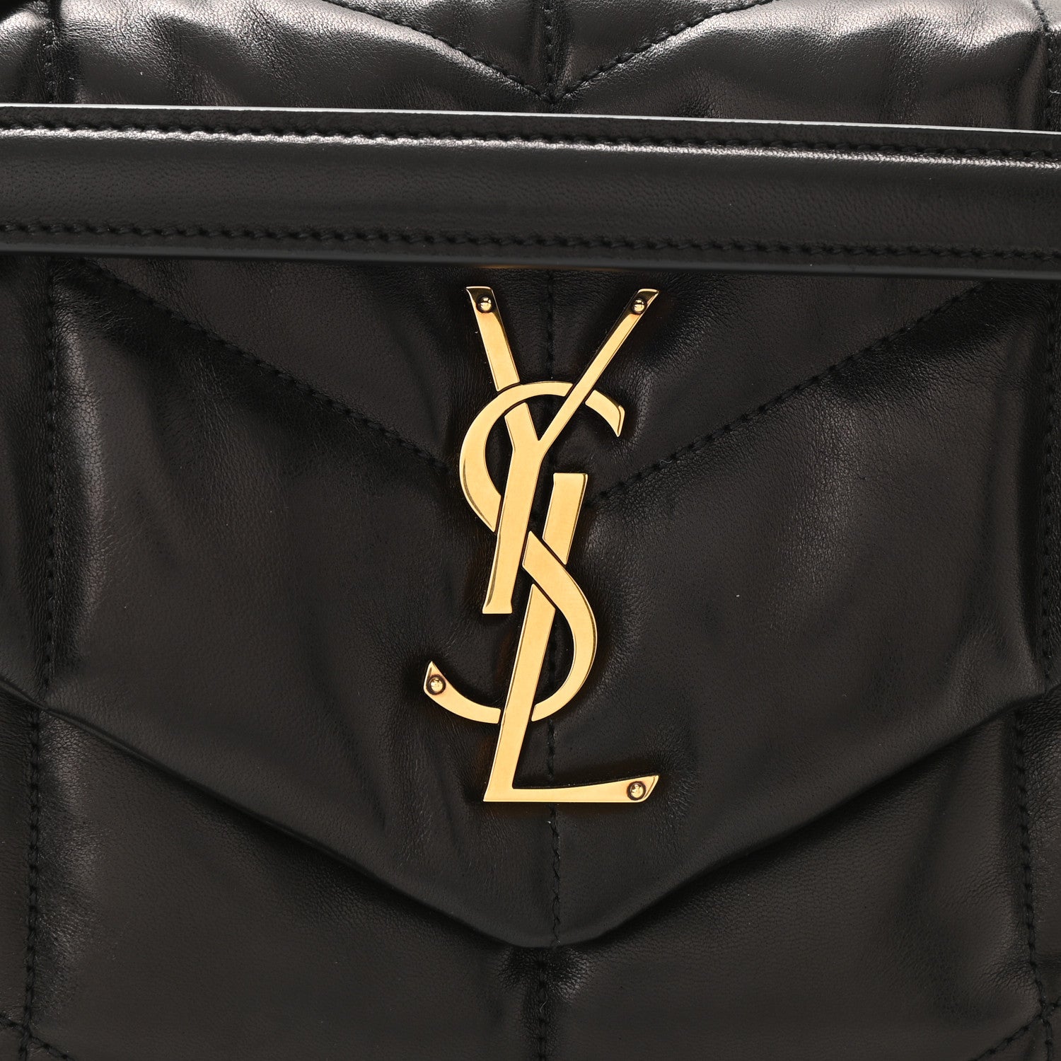 Saint Laurent Lambskin Quilted Small Loulou Puffer Monogram Chain Satchel Black 9 of 11