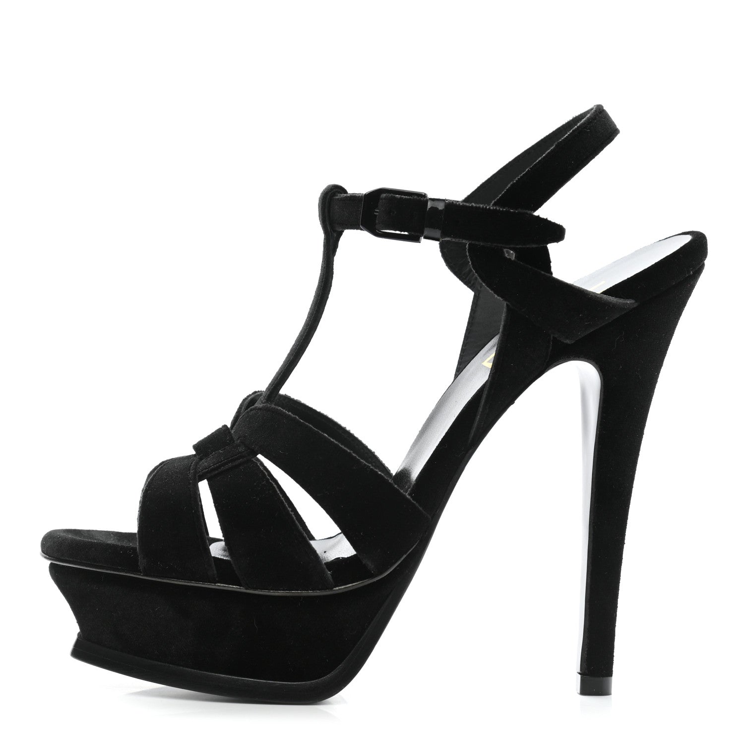 Saint Laurent Velvet Tribute 105 Platform Sandals 36.5 Black 1 of 7