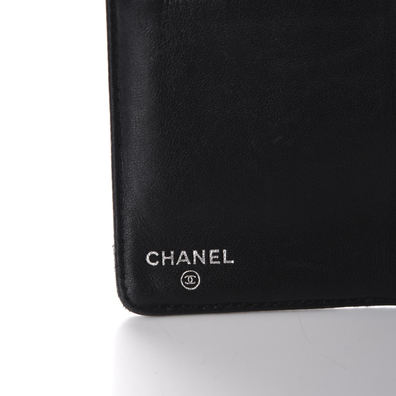 Chanel Lambskin Camellia Embossed Yen Wallet Black 8 of 10