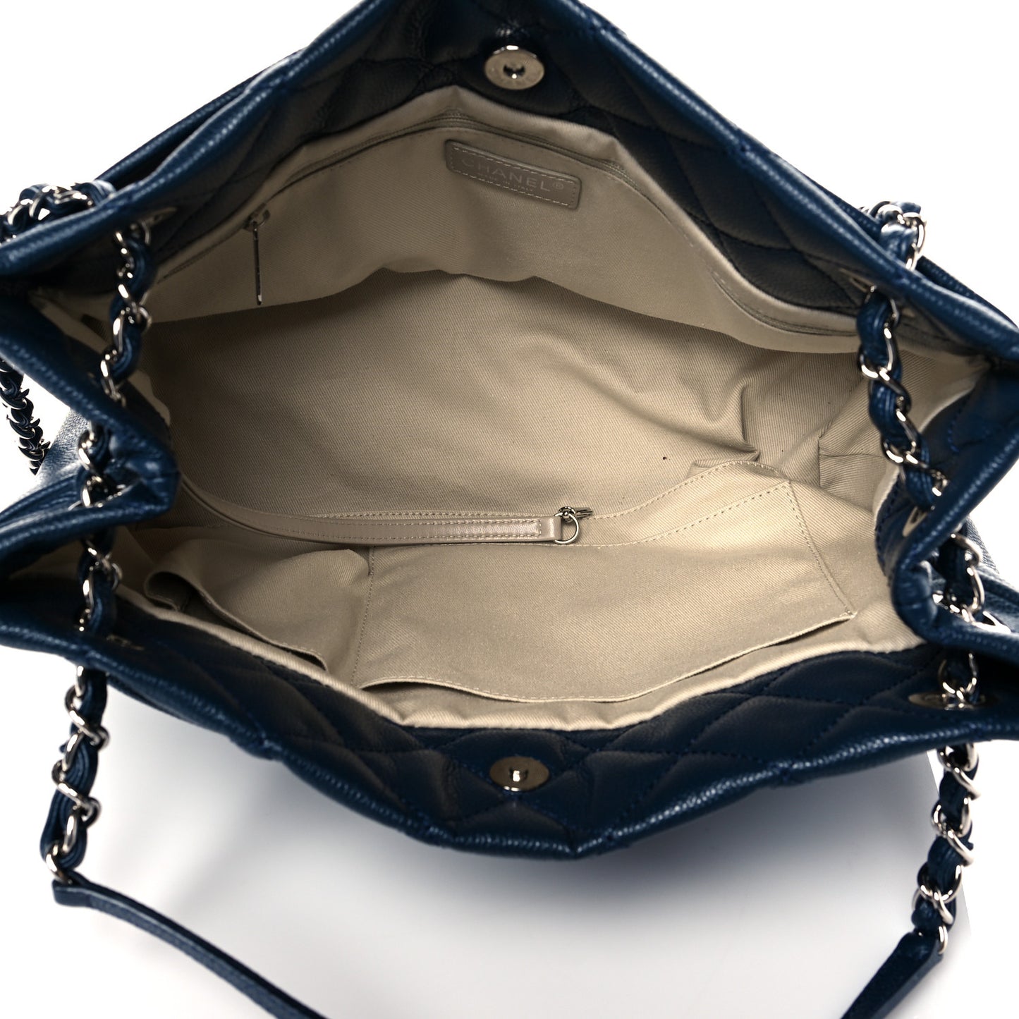 Caviar Quilted Timeless CC Soft Tote Navy Blue
