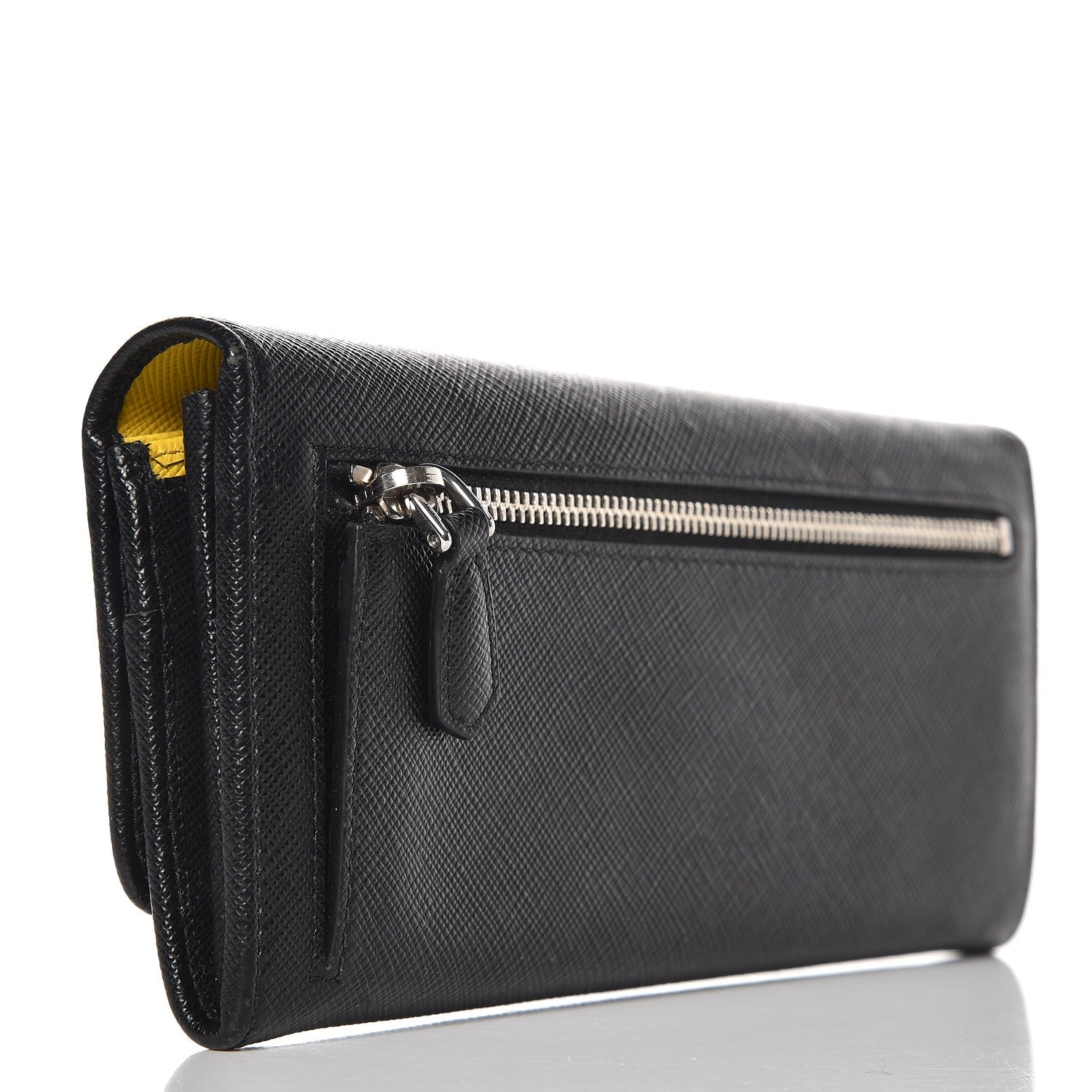 Prada Saffiano Multicolor Continental Flap Wallet Nero Black Soleil 3 of 11