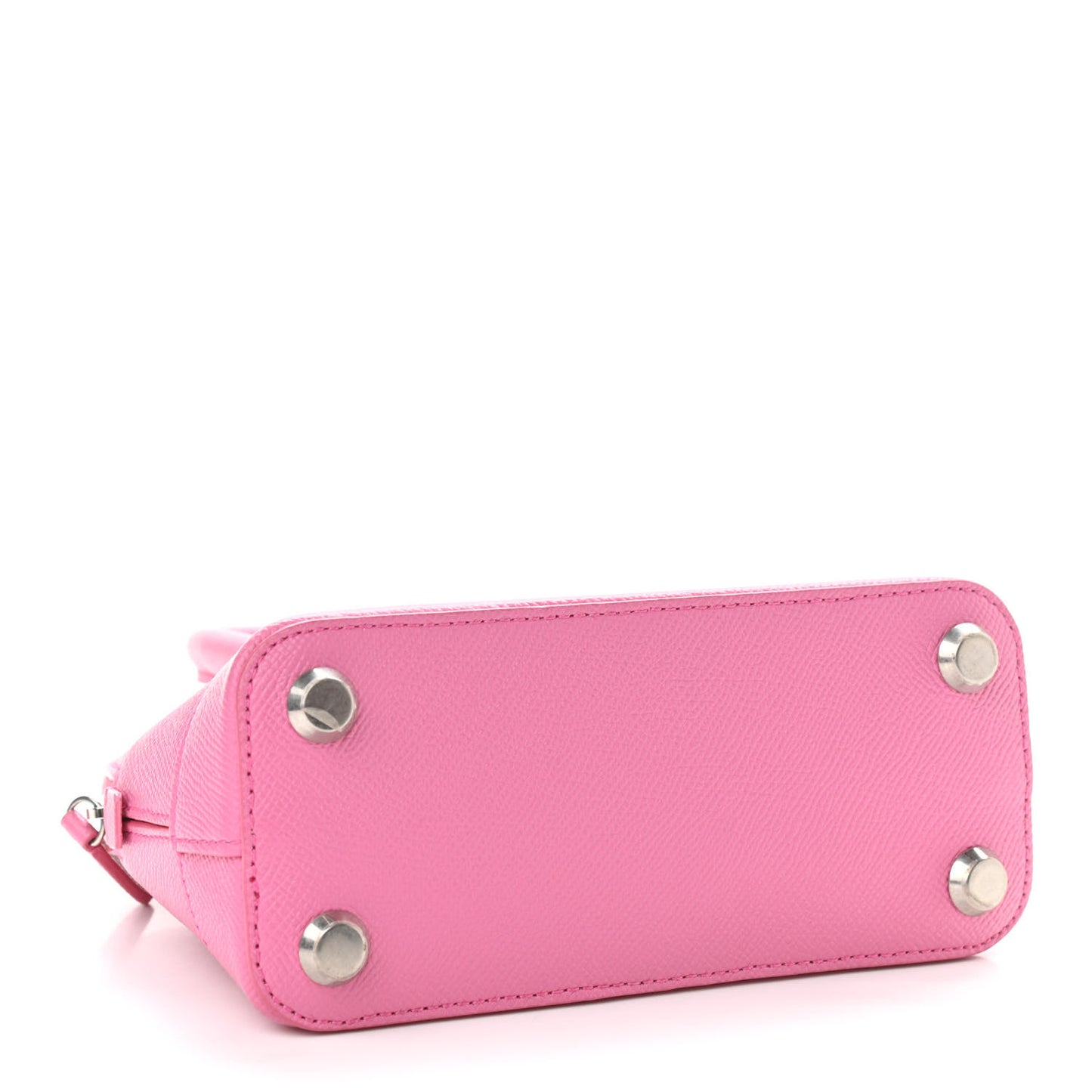 Signature Grained Calfskin Logo XXS Ville Top Handle Bag Rose Bubblegum Black