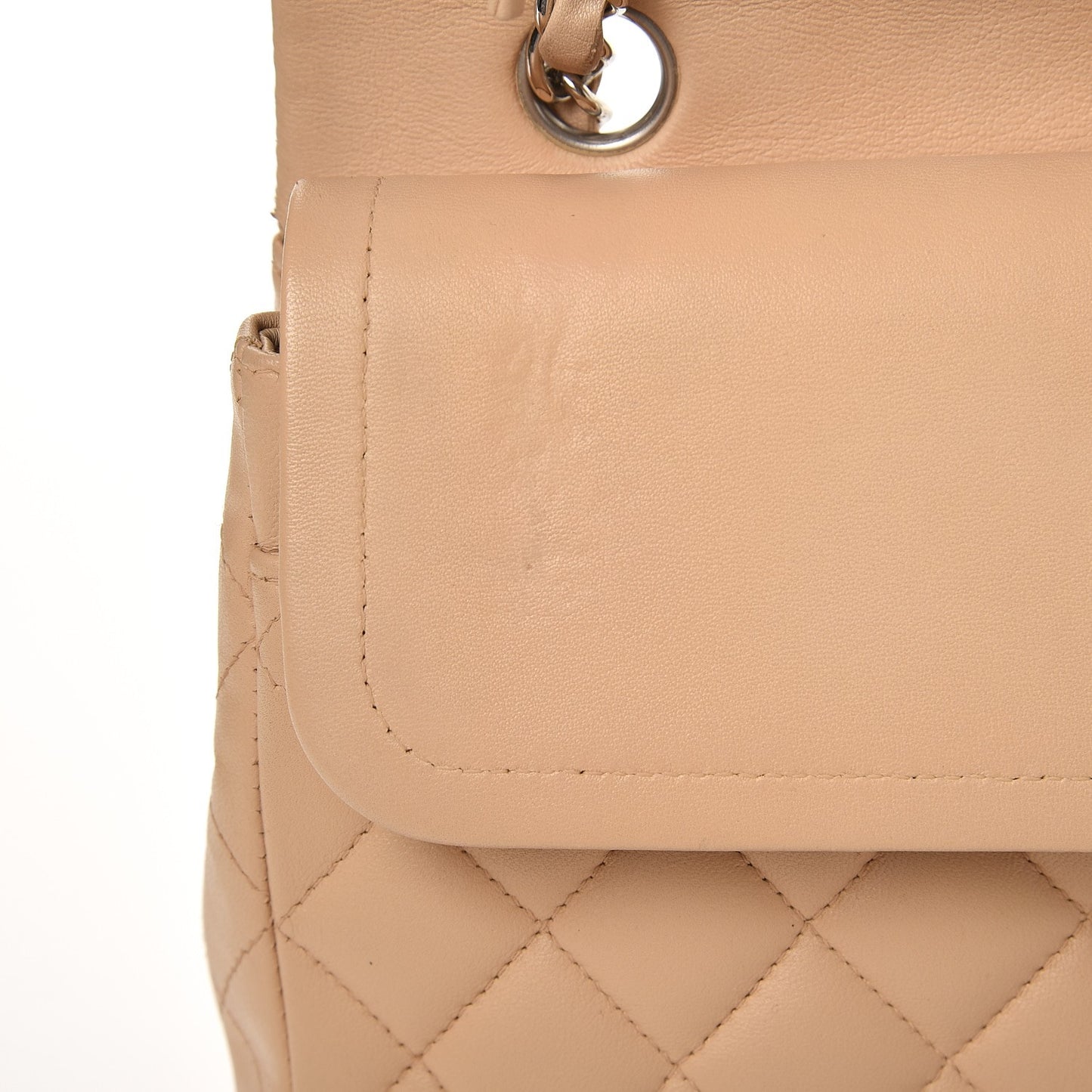 Lambskin Quilted Medium Double Flap Beige Clair