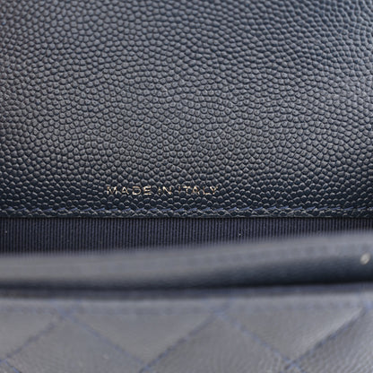 Chanel Caviar Quilted Flap Card Holder Wallet Navy Blue 7 of 9