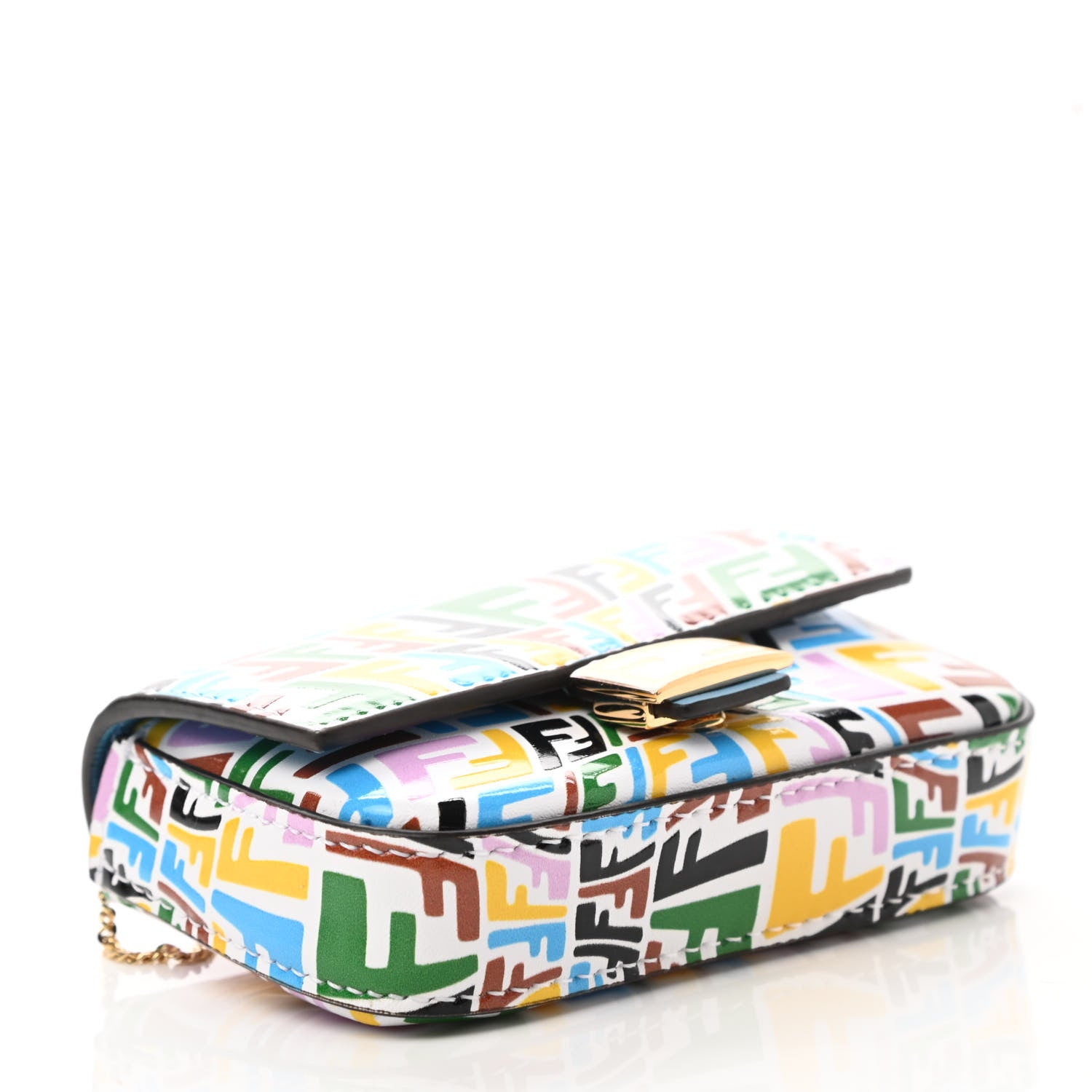 Fendi X SARAH COLEMAN Vitello Liberty Ceylon Micro FF Fish Eye Embossed Nano Baguette Charm Multicolor Cyber Blue 4 of 7