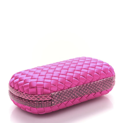Bottega Veneta Satin Intreccio Impero Ayers Knot Clutch Rosa Shock 4 of 8