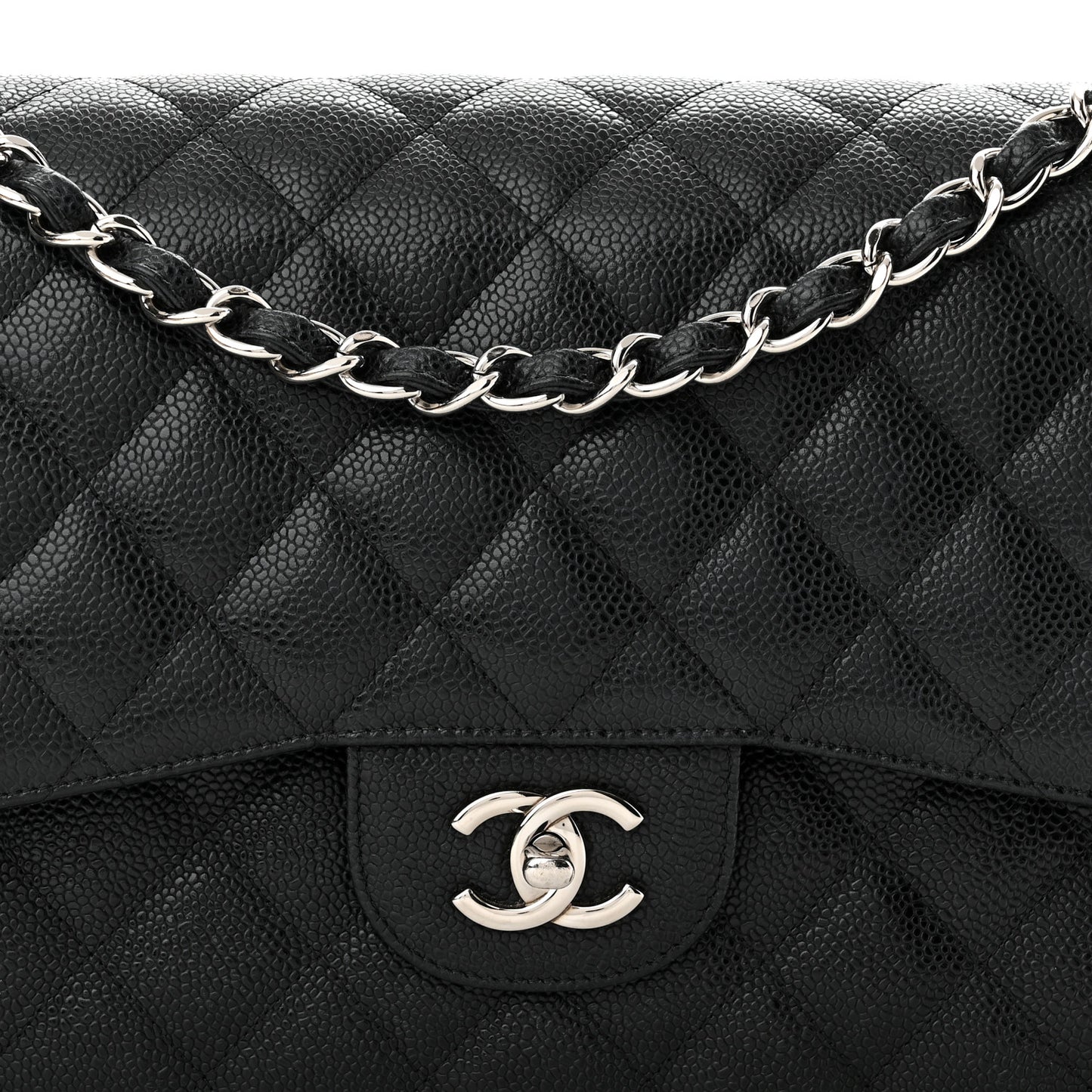 Caviar Quilted Jumbo Double Flap Black