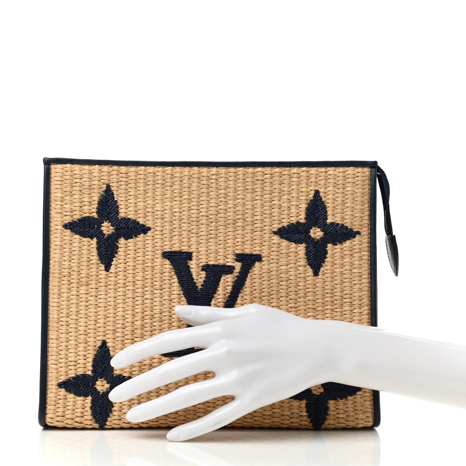 Louis Vuitton Raffia Calfskin Monogram Giant Toiletry Pouch 26 Blue 2 of 6