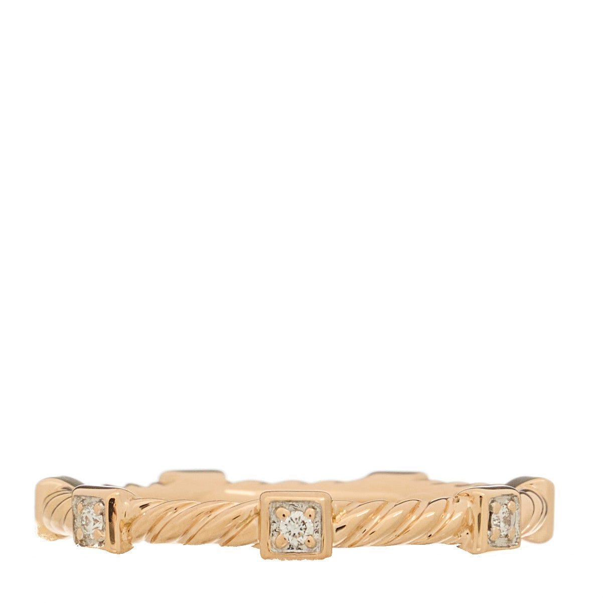 David Yurman 18K Rose Gold Diamond Paveflex 2mm Stackable Band Ring 52 6 3 of 4