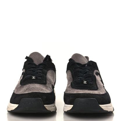 Chanel Fabric Suede Calfskin CC Sneakers 41 Grey Black 2 of 7