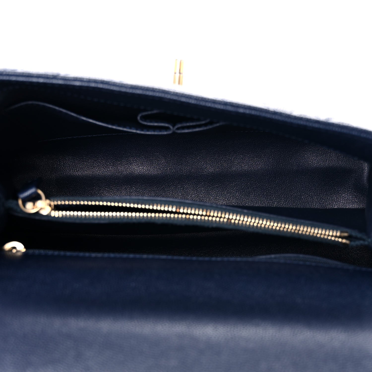 Chanel Caviar Lizard Quilted Chevron Small Coco Handle Flap Navy Blue 5 of 12